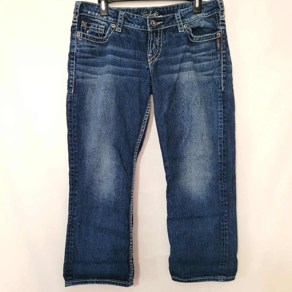 Silver Santorini Cropped Demin Jeans Ladies 31 - Picture 2 of 12